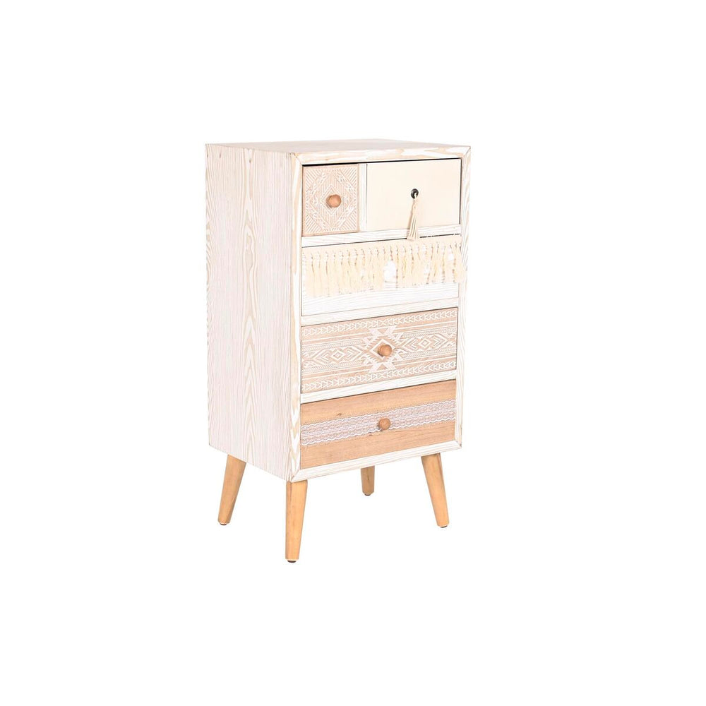 Cassettiera DKD Home Decor Abete Naturale Cotone Bianco (48 x 35 x 89 cm)