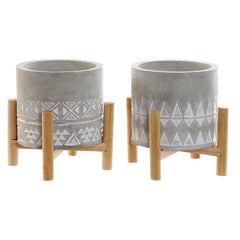 Candela DKD Home Decor Grigio Legno Marrone Cemento Alluminio Cera (10 x 10 x 12 cm) (2 Unità)