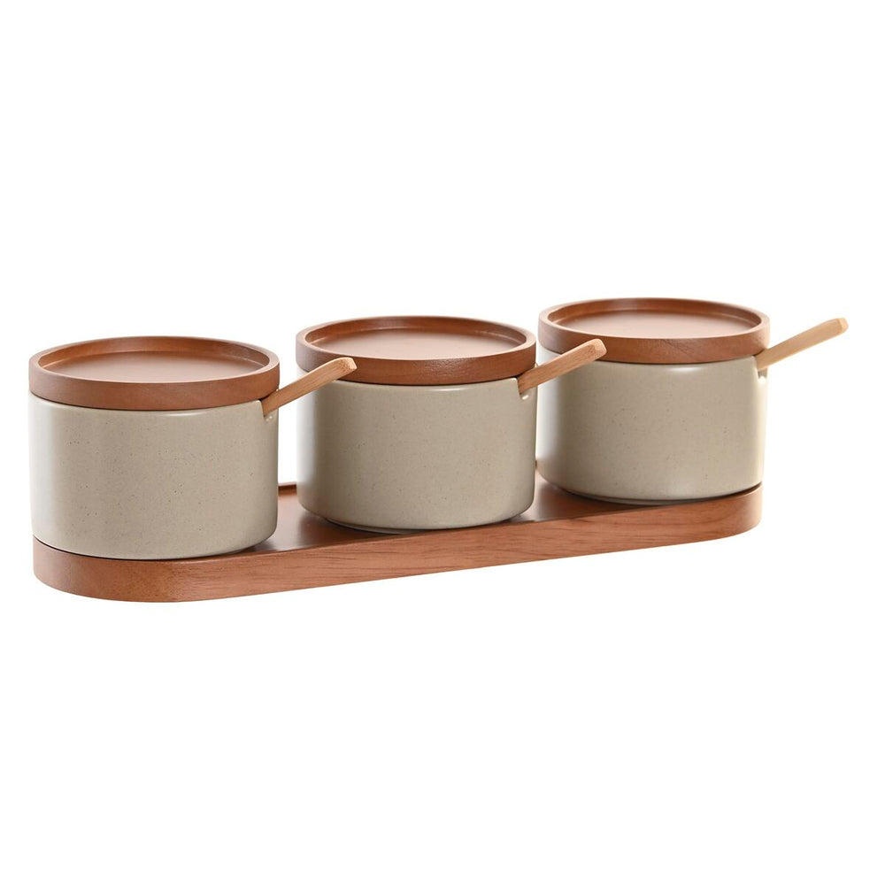 Portazucchero DKD Home Decor Marrone Beige Legno d'albero della gomma 29 x 10 x 7 cm
