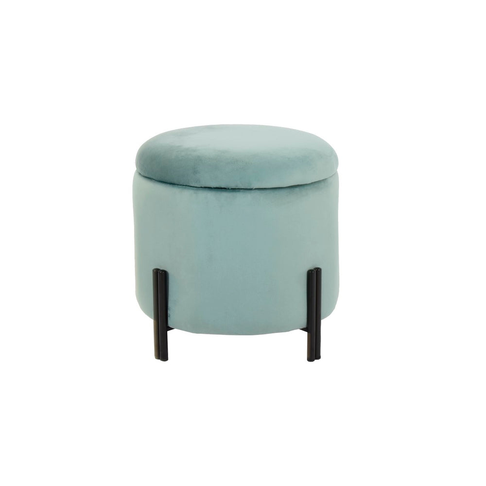 Poggiapiedi DKD Home Decor Metallo Turchese Poliestere (42 x 42 x 42 cm)