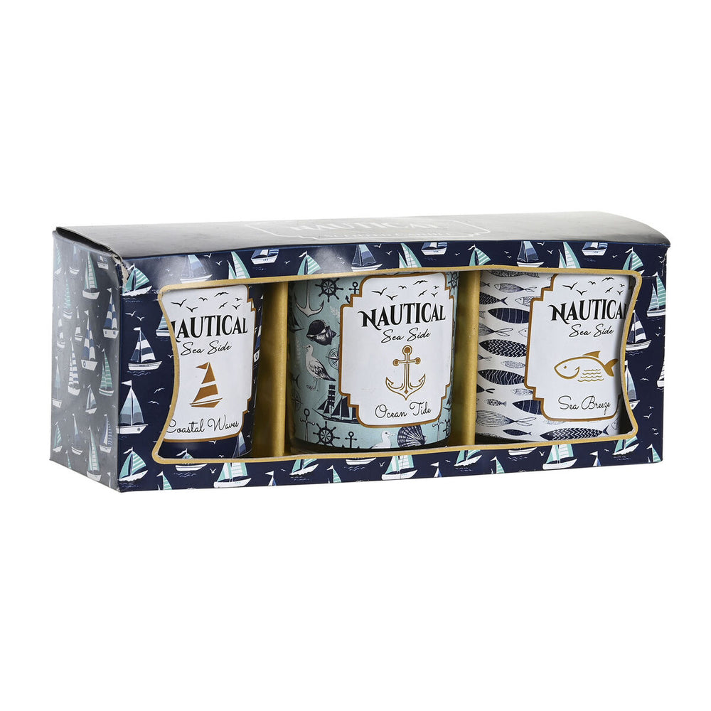 Candela DKD Home Decor Azzurro Cera Cristallo 17 x 5 x 6 cm (3 Unità)