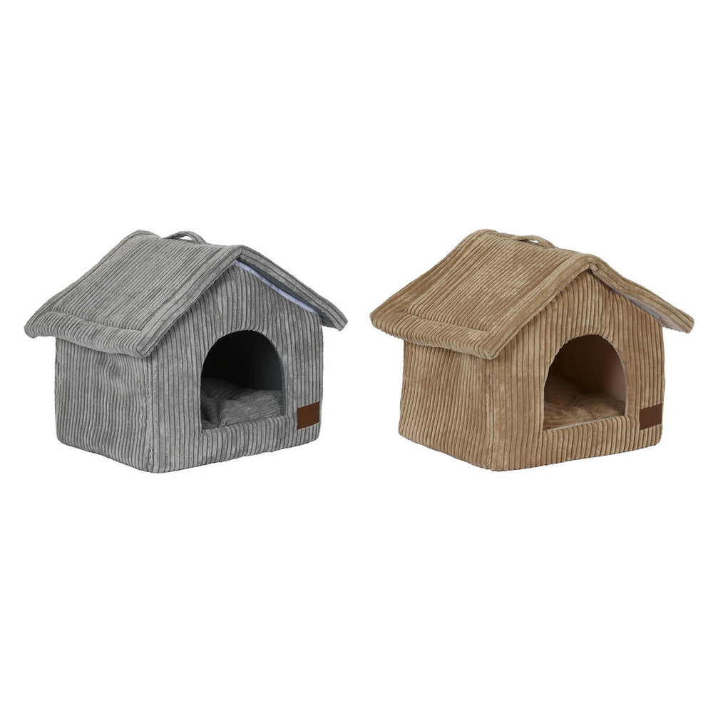 Pet bed DKD Home Decor 40 x 33 x 38 cm 48 x 37 x 40 cm Grey Camel Aluminium 2 Units