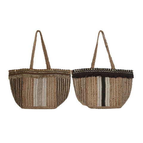 Borsa Donna DKD Home Decor Marrone Crema 50 x 23 x 33 cm (2 Unità)