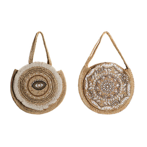 Borsa Donna DKD Home Decor Nero Beige Naturale 36 x 12 x 36 cm (2 Unità)