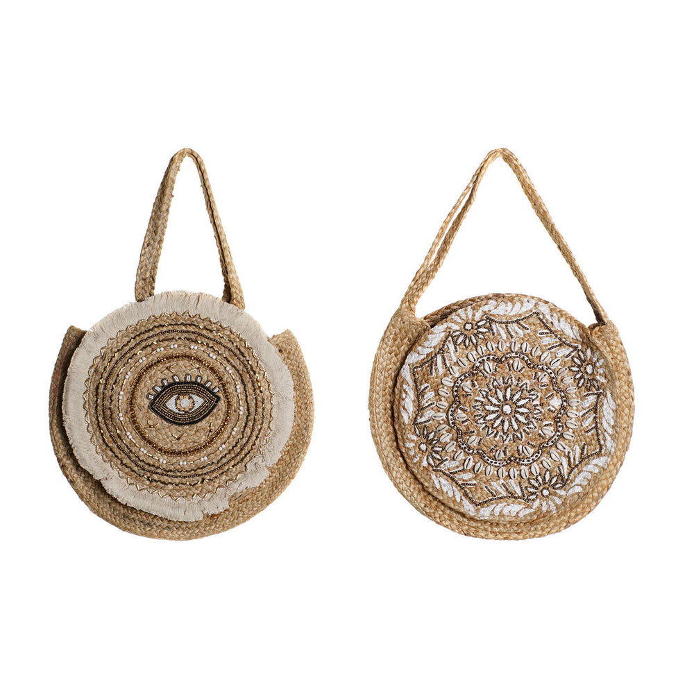 Borsa Donna DKD Home Decor Nero Beige Naturale 36 x 12 x 36 cm (2 Unità)