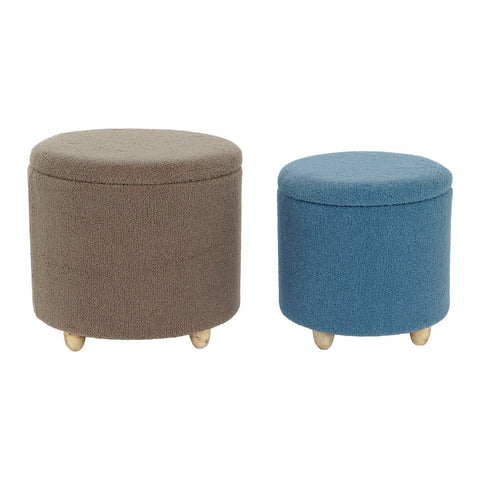 Poggiapiedi DKD Home Decor Legno Poliestere 50 x 50 x 45 cm