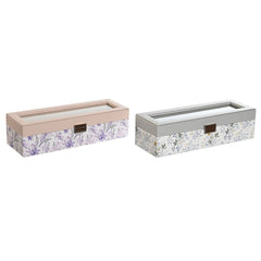 Custodia per orologi DKD Home Decor Bianco Grigio Lilla Rosa chiaro Cristallo 33 x 11 x 9 cm (2 Unità)