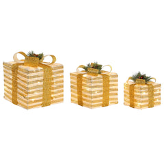 Decorazione Natalizia DKD Home Decor Bianco Rosso Dorato 25 x 25 x 25 cm (3 Pezzi)