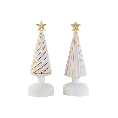 Decorazione Natalizia DKD Home Decor Bianco Dorato 9 x 9 x 25 cm (2 Unità)