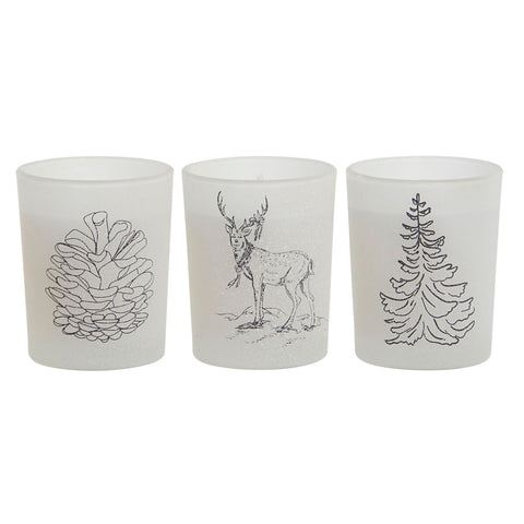 Candle DKD Home Decor White Christmas 5 x 5 x 6 cm (3 Units)