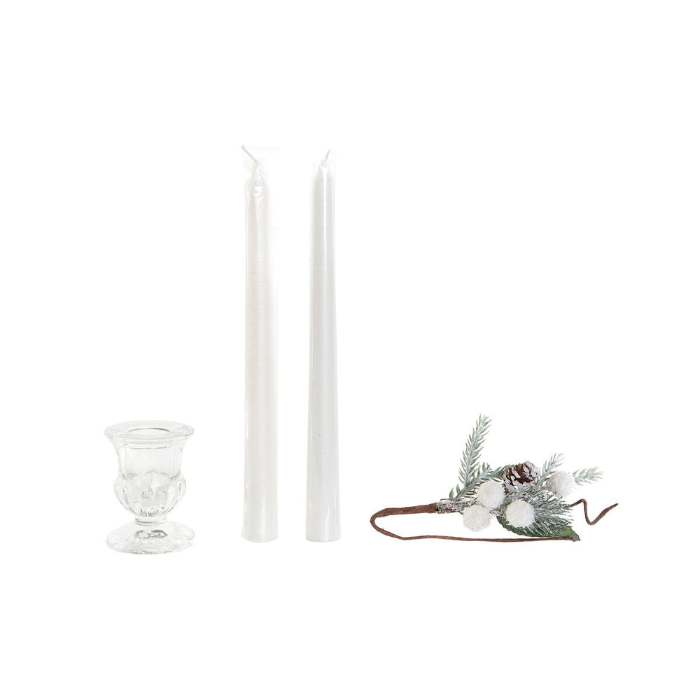 Set di Candele DKD Home Decor Bianco Natale 21 x 10 x 5 cm 2 x 2 x 20 cm (4 Pezzi)