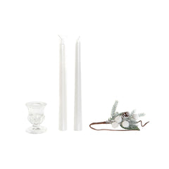 Set di Candele DKD Home Decor Bianco Natale 21 x 10 x 5 cm 2 x 2 x 20 cm (4 Pezzi)