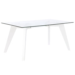 Mesa de Comedor DKD Home Decor Blanco Transparente Cristal Madera MDF 160 x 90 x 75 cm