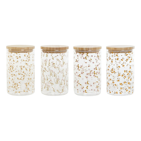 Barattolo DKD Home Decor Bambù Vetro Borosilicato Shabby Chic 1 L 10 x 10 x 17 cm (4 Unità)