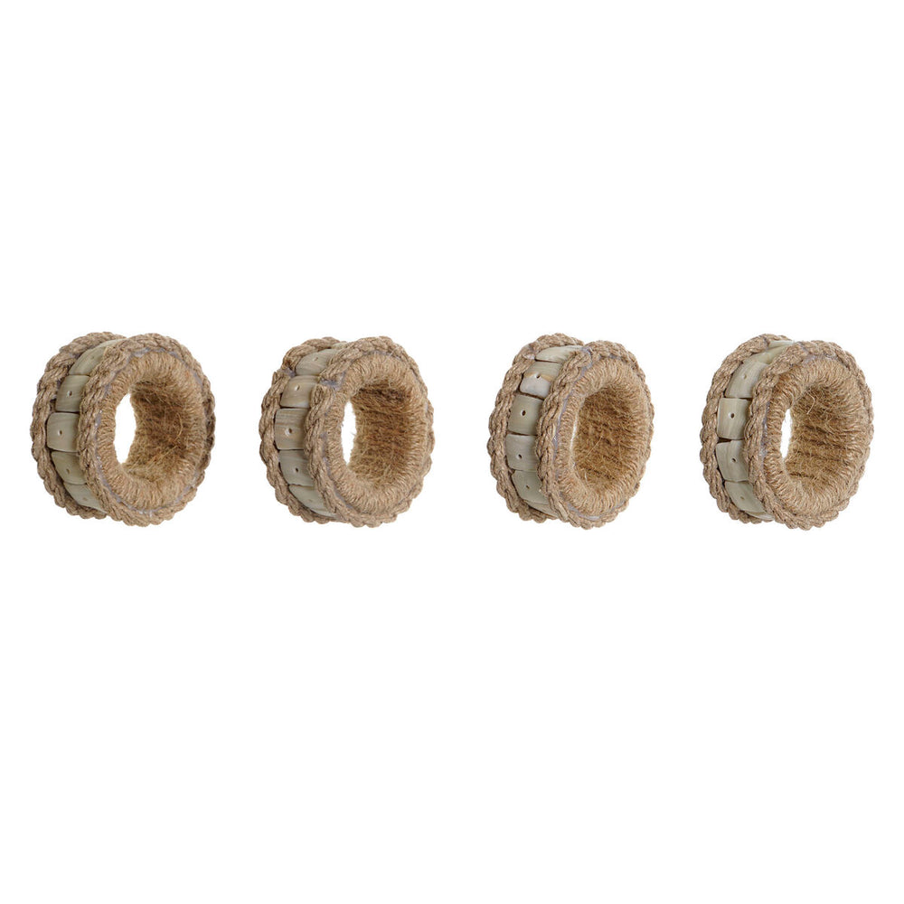 Anello portatovagliolo DKD Home Decor Naturale Juta Resina Alluminio 6 x 3 x 6 cm 4 Pezzi