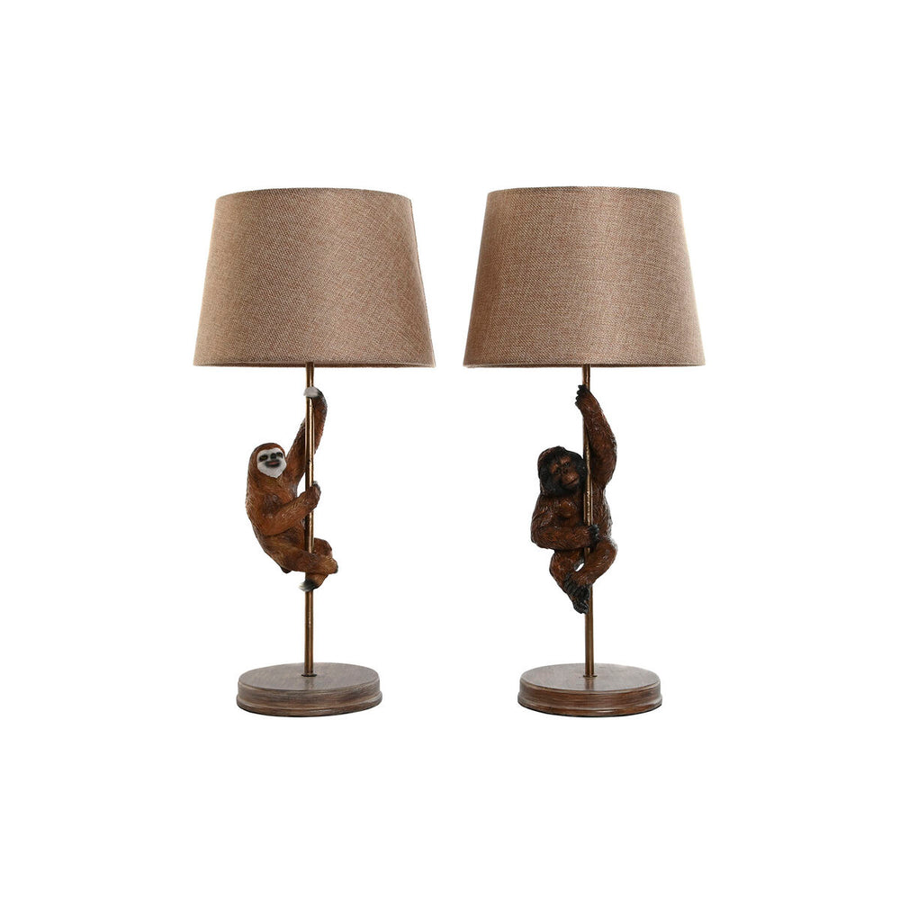 Lampada da tavolo Home ESPRIT Marrone Metallo Resina 50 W 220 V 26 x 26 x 53,5 cm (2 Unità)