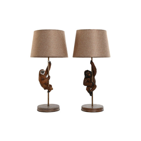 Lampada da tavolo Home ESPRIT Marrone Metallo Resina 50 W 220 V 26 x 26 x 53,5 cm (2 Unità)