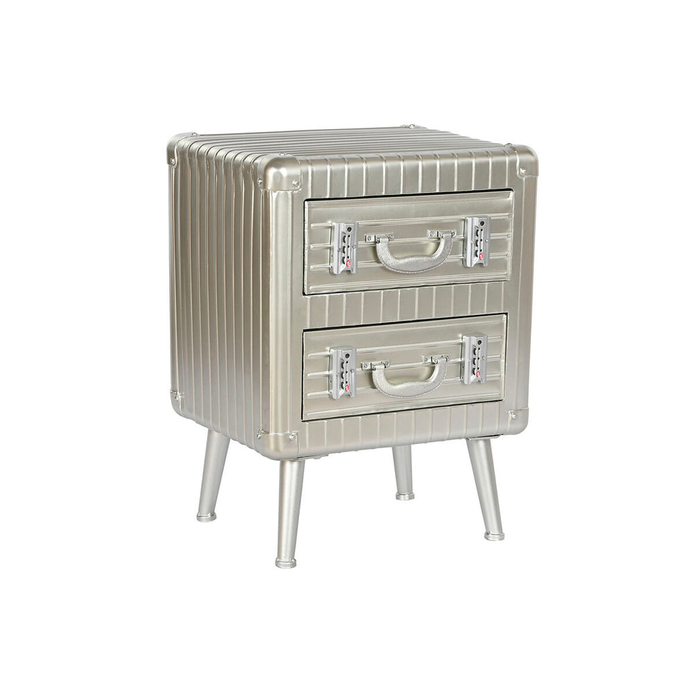 Comodino Home ESPRIT Argentato Metallo Legno MDF 46 x 39 x 63 cm
