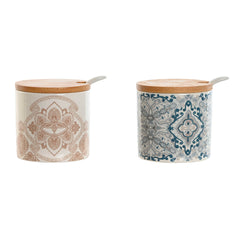 Portazucchero Home ESPRIT Azzurro Beige Rosa Lilla Bambù Dolomite 7,5 x 7,5 x 7,5 cm (2 Unità)