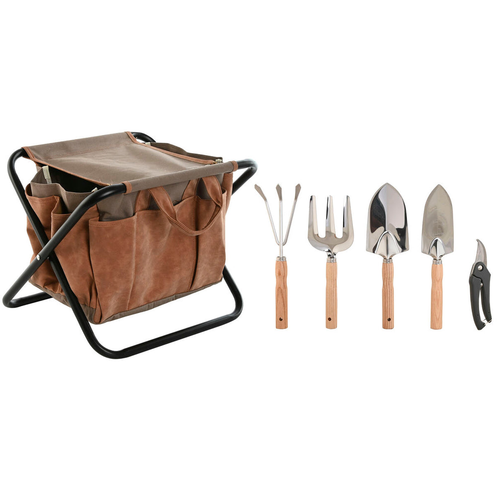 Kit di attrezzi per il giardinaggio Home ESPRIT Marrone Poliestere Alluminio 7 Pezzi