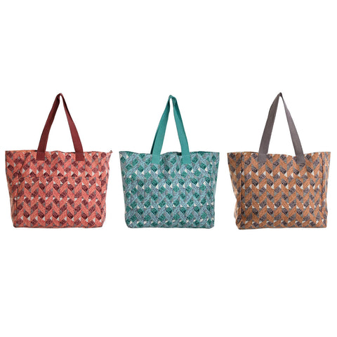 Bolso Mujer Home ESPRIT Marrón Turquesa Coral 55 x 14 x 35 cm (3 Unidades)