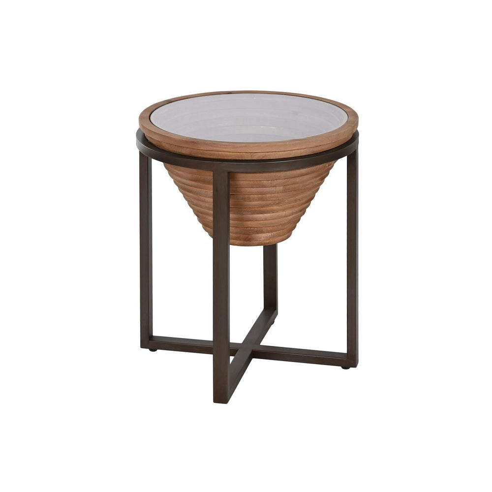 Tavolo aggiuntivo Home ESPRIT Nero Naturale Cristallo Abete 46 x 46 x 55,5 cm