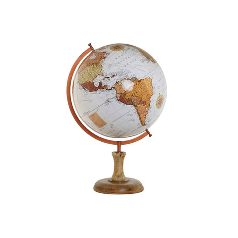 Mappamondo Home ESPRIT Marrone PVC Legno di mango 47 x 45 x 70 cm
