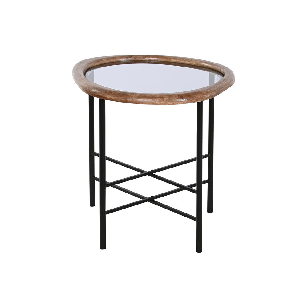 Tavolino da Caffè Home ESPRIT Marrone Nero Naturale Cristallo Legno di abete 61 x 50 x 53 cm