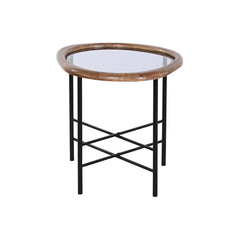 Tavolino da Caffè Home ESPRIT Marrone Nero Naturale Cristallo Legno di abete 61 x 50 x 53 cm