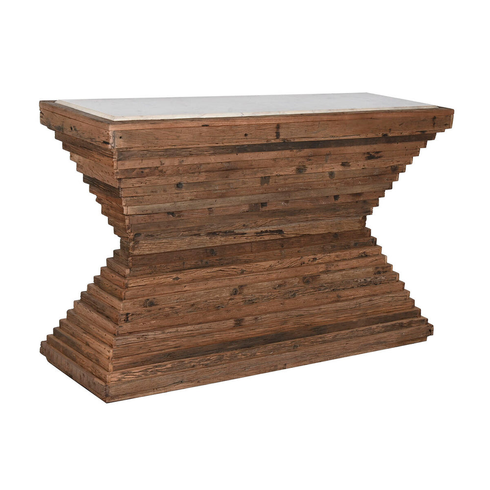 Console Home ESPRIT Yellow White Brown Marble Recycled Wood 138 x 45 x 87 cm