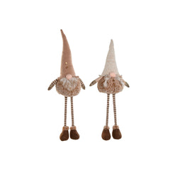 Adorno Navideño Home ESPRIT Marrón Beige Gnomo 30 x 18 x 65 cm (2 Unidades)