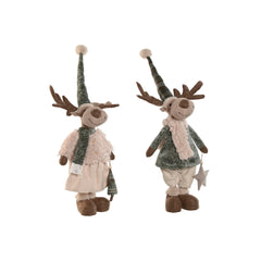 Decorazione Natalizia Home ESPRIT Verde Beige Renna 29 x 16 x 60 cm (2 Unità)