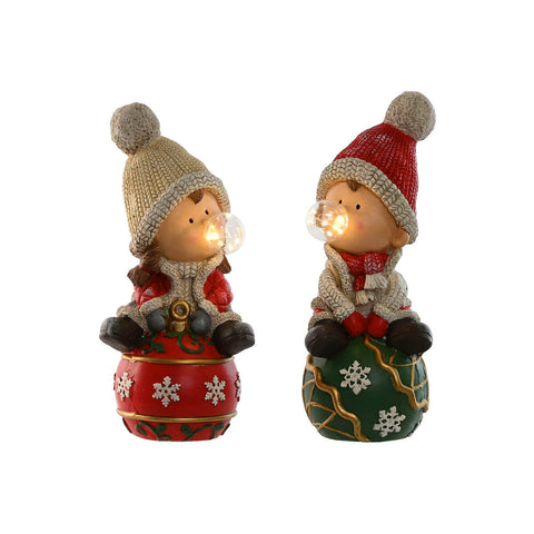 Christmas bauble Home ESPRIT White Red Green 20,5 x 23 x 51 cm (2 Units)