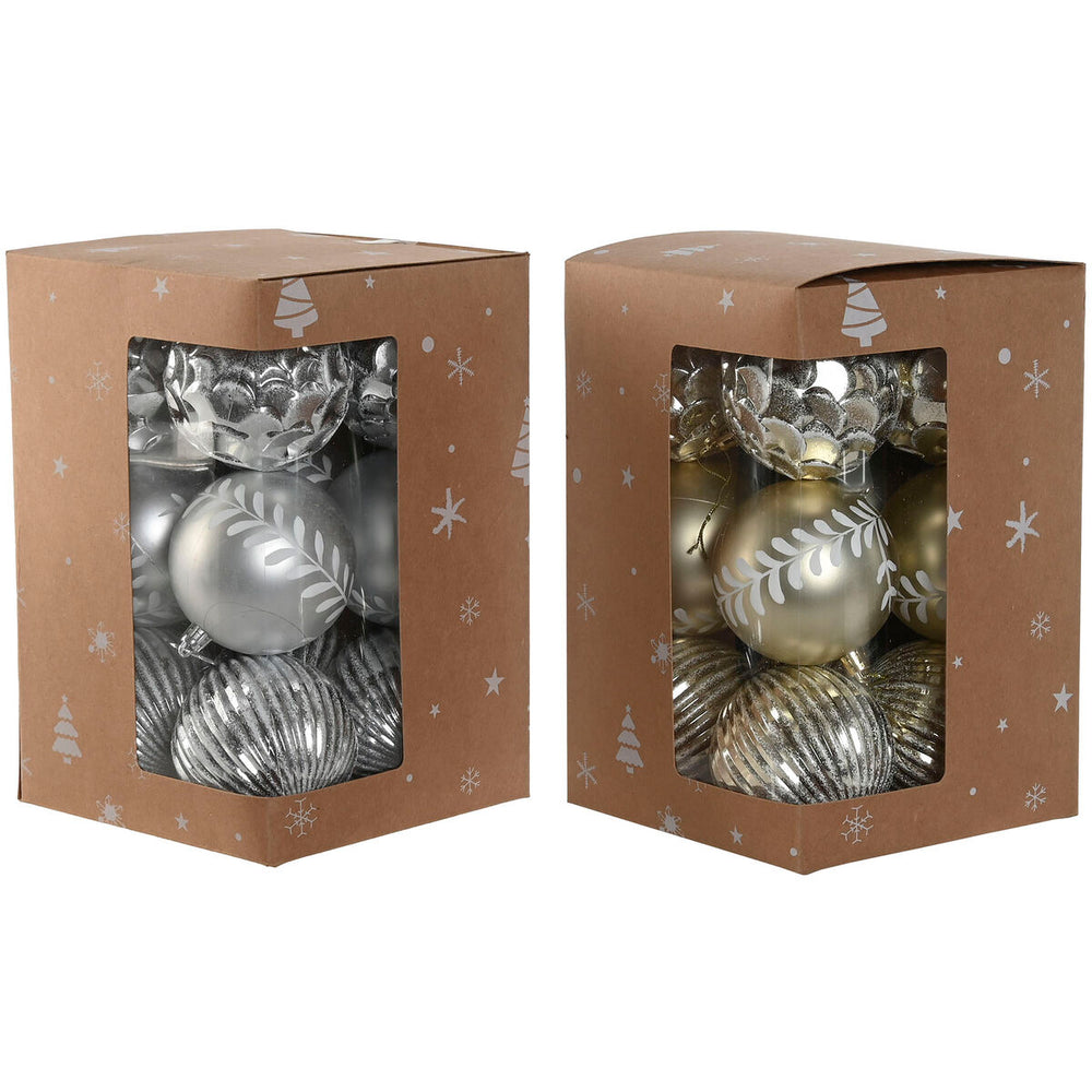 Palle di Natale Home ESPRIT Dorato Argentato PVC 16 x 16 x 24 cm (2 Unità)