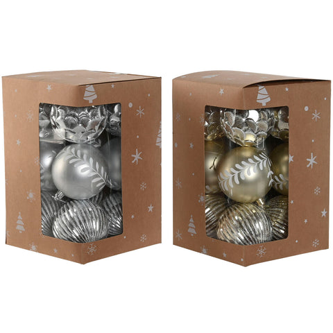 Palle di Natale Home ESPRIT Dorato Argentato PVC 16 x 16 x 24 cm (2 Unità)