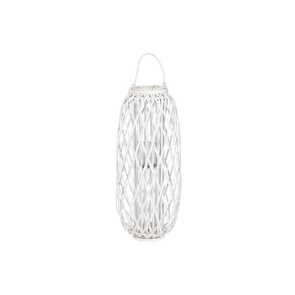 Portacandele Home ESPRIT Bianco vimini Cristallo 34 x 34 x 80 cm