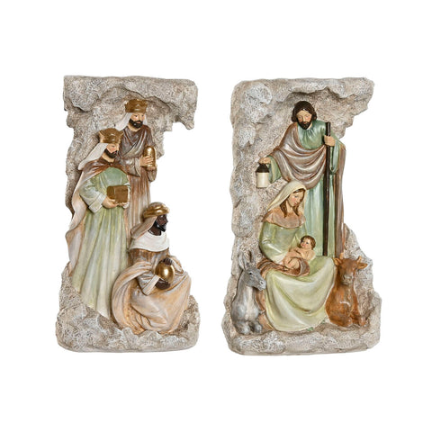 Presepe di Natale Home ESPRIT Multicolore Resina 19,5 x 11 x 31,5 cm (2 Unità)