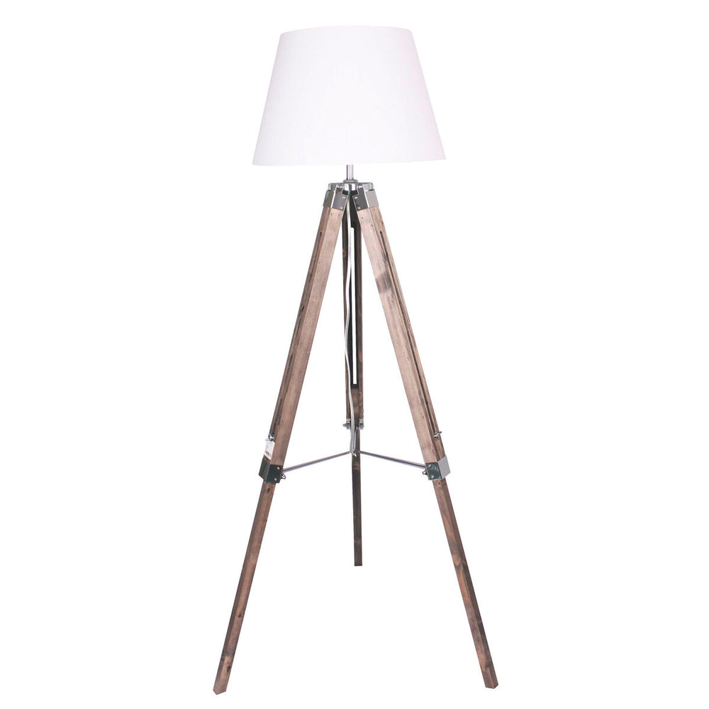 Lampada da Terra Home ESPRIT Bianco Marrone Legno 40 x 40 x 150 cm