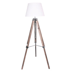 Lámpara de Pie Home ESPRIT Blanco Marrón Madera 40 x 40 x 150 cm