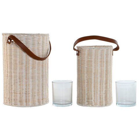 Portacandele Home ESPRIT Cristallo 20 x 20 x 30 cm (2 Unità)