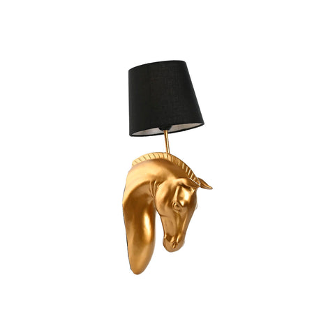 Lampada da Parete Home ESPRIT Nero Dorato Cavallo 220 V 18 x 21,5 x 50,5 cm (2 Unità)
