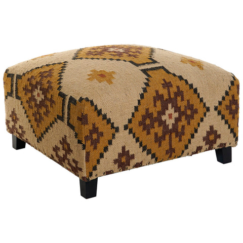 Footrest Home ESPRIT Beige Mustard 80 x 80 x 44 cm