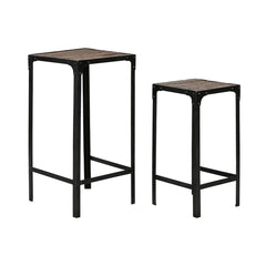 Juego de 2 mesas Home ESPRIT Negro Natural 38 x 38 x 75 cm