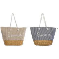 Borsa Donna Home ESPRIT Azzurro Beige Naturale 52 x 16 x 33 cm (2 Unità)