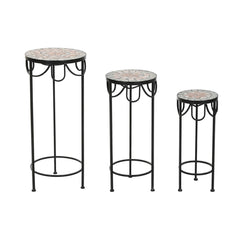 Juego de 3 mesas Home ESPRIT Negro 30 x 30 x 69 cm (3 Piezas)