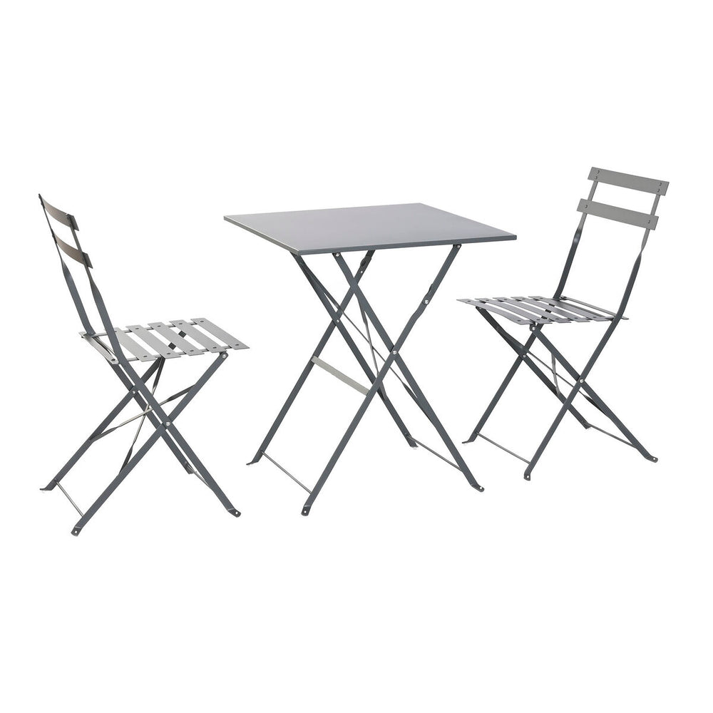 Conjunto de Mesa con 2 Sillas Home ESPRIT Gris 60 x 60 x 71 cm