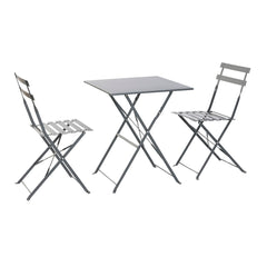 Tavolo con 2 sedie Home ESPRIT Grigio 60 x 60 x 71 cm