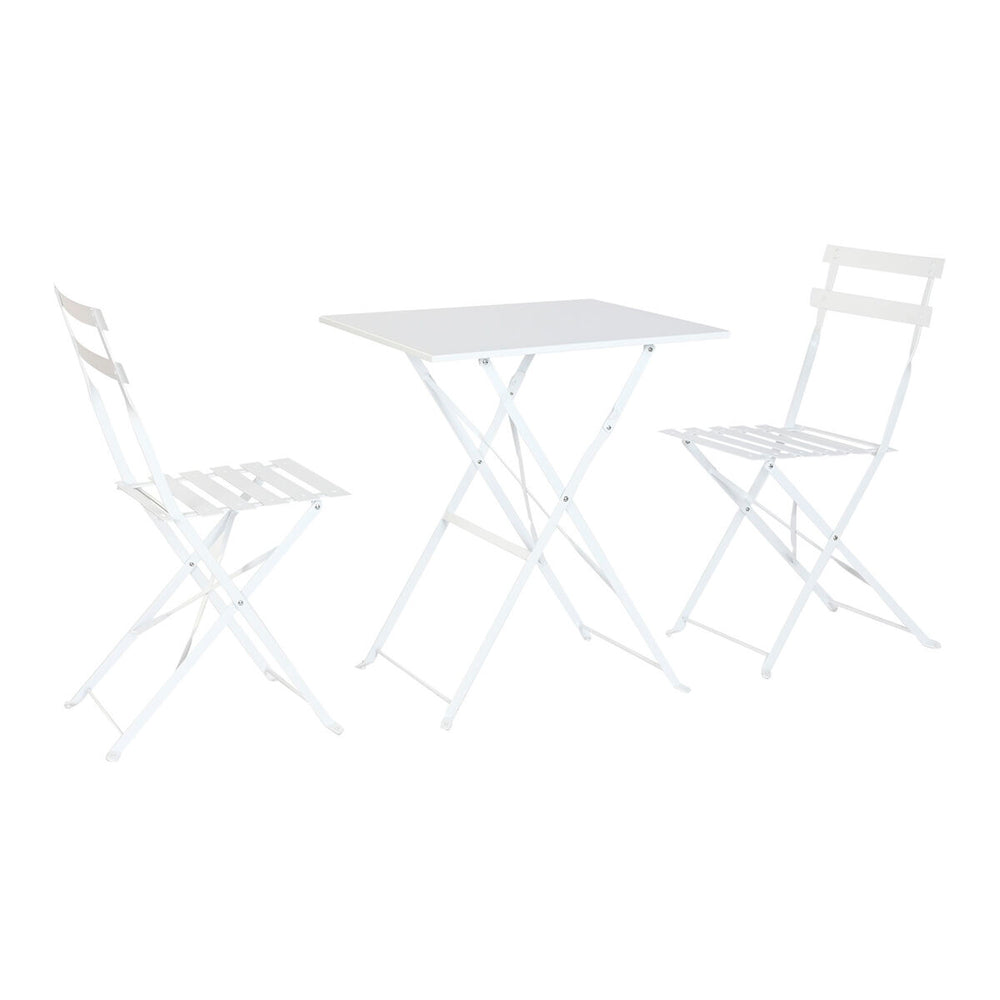 Tavolo con 2 sedie Home ESPRIT Bianco 60 x 60 x 71 cm