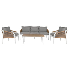 Set Tavolo con 3 Sedie Home ESPRIT Bianco Naturale Grigio chiaro 189 x 73 x 84 cm