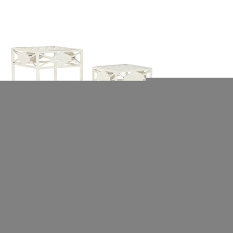 Juego de 3 mesas Home ESPRIT Blanco 30 x 30 x 70 cm (3 Piezas)